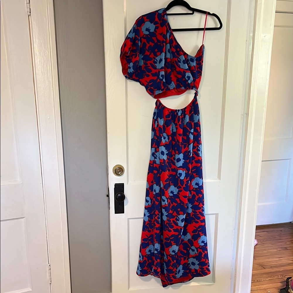 Sugarlips Red and Blue One-Shoulder Sundress